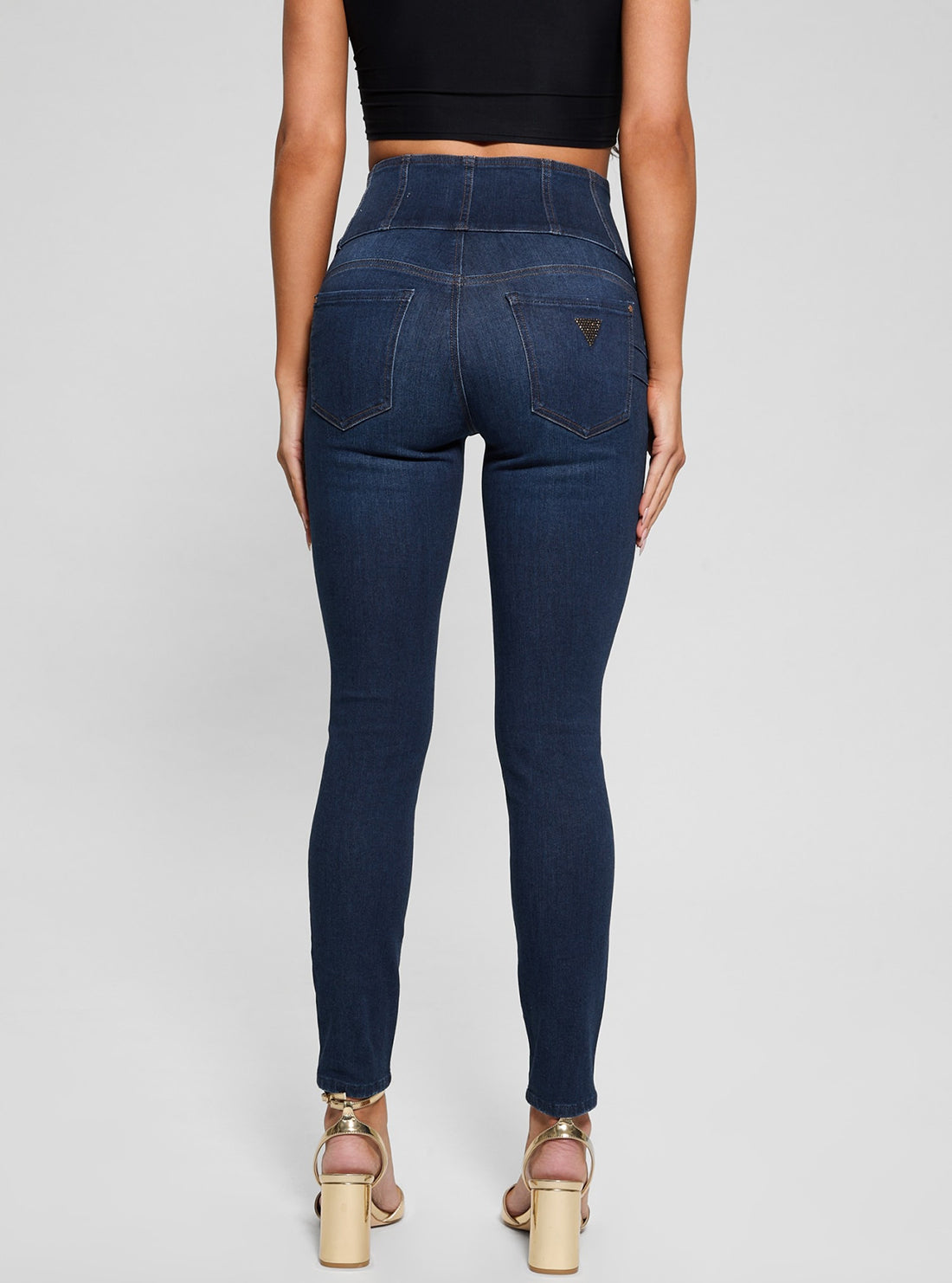GUESS Womens Blue Corset Waist Shape Up W5RA1FD5L91 Back View