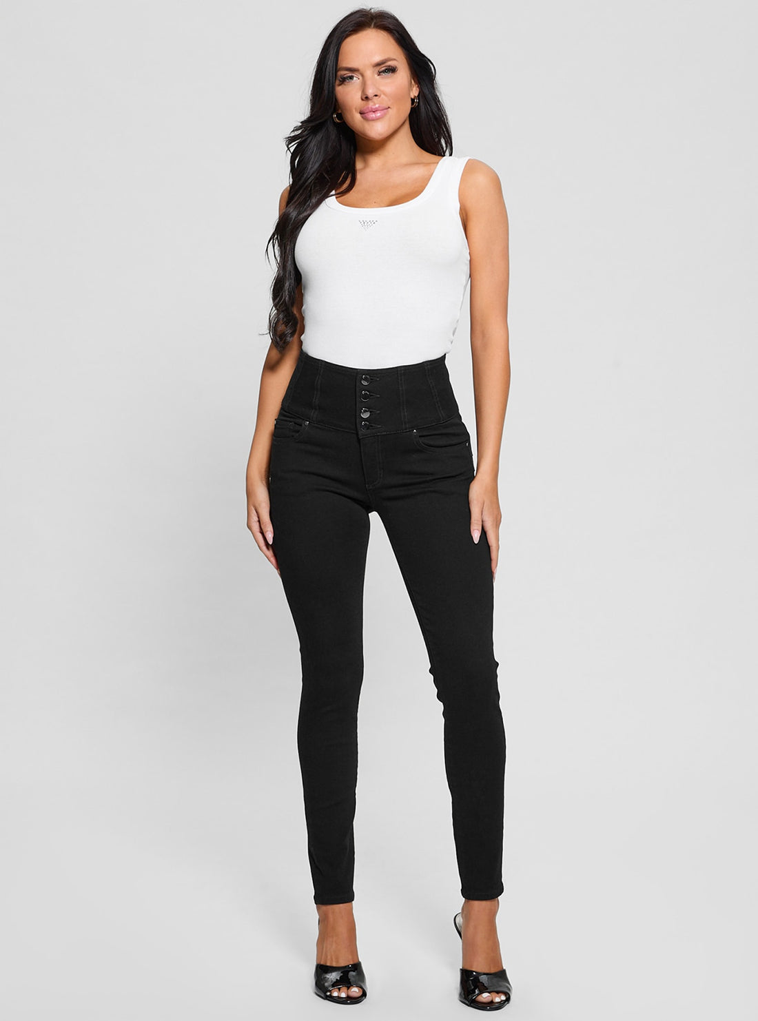 Black Corset Shape Up Jeans in Dark Wash