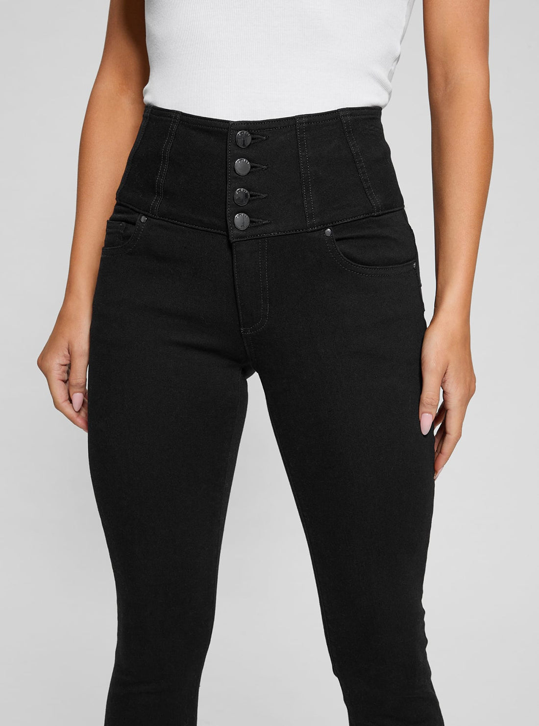 Black Corset Shape Up Jeans in Dark Wash