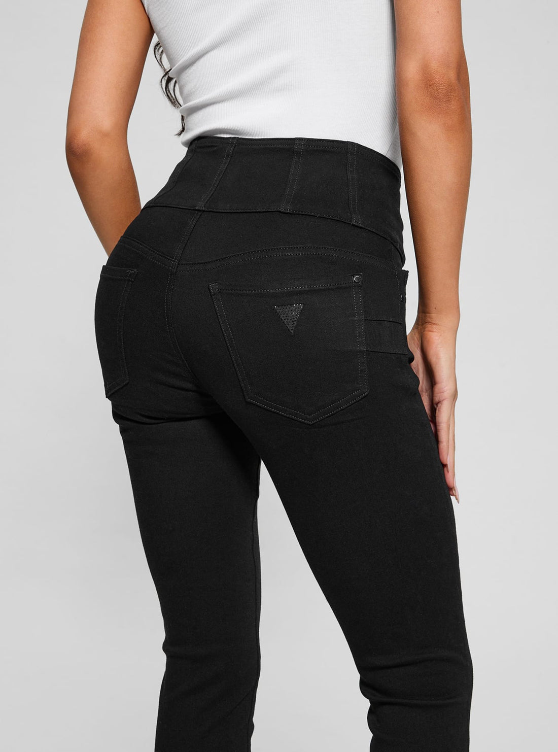 Black Corset Shape Up Jeans in Dark Wash