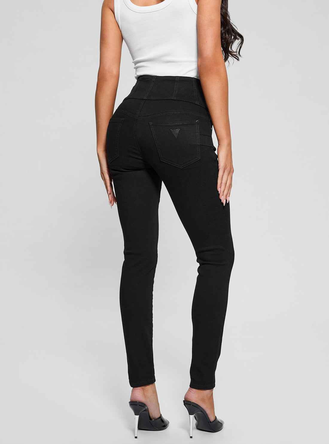 Black Corset Shape Up Jeans in Dark Wash