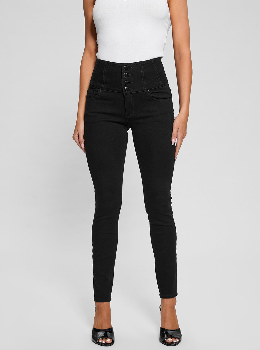 Black Corset Shape Up Jeans in Dark Wash