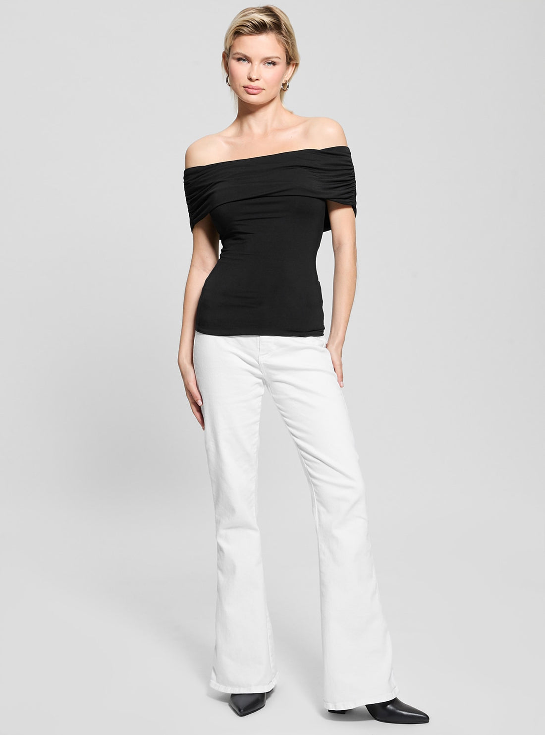 White Belle High Rise Flare Jeans