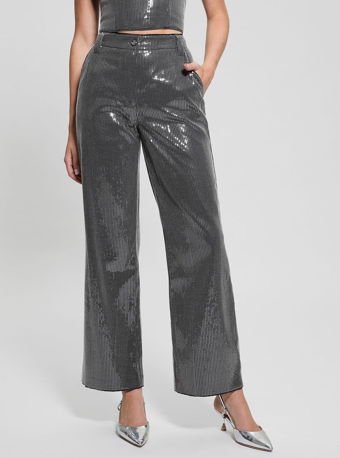 Grey Cassia Sequins Pants