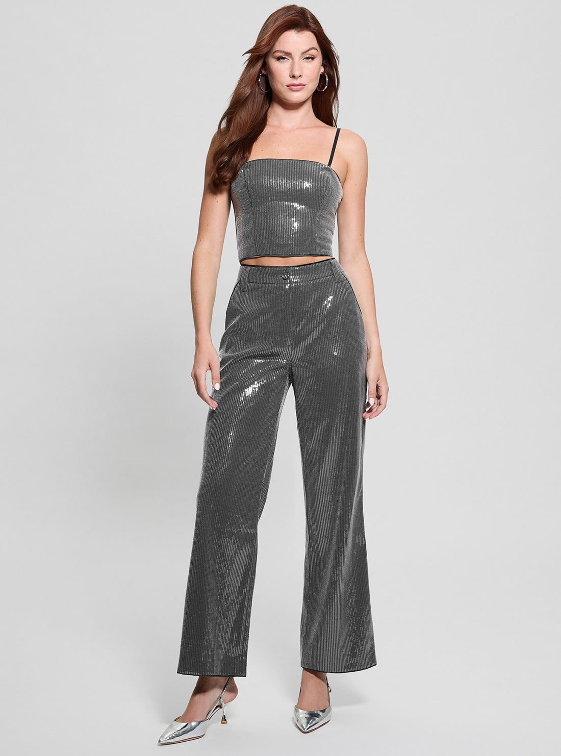 Grey Cassia Sequins Pants