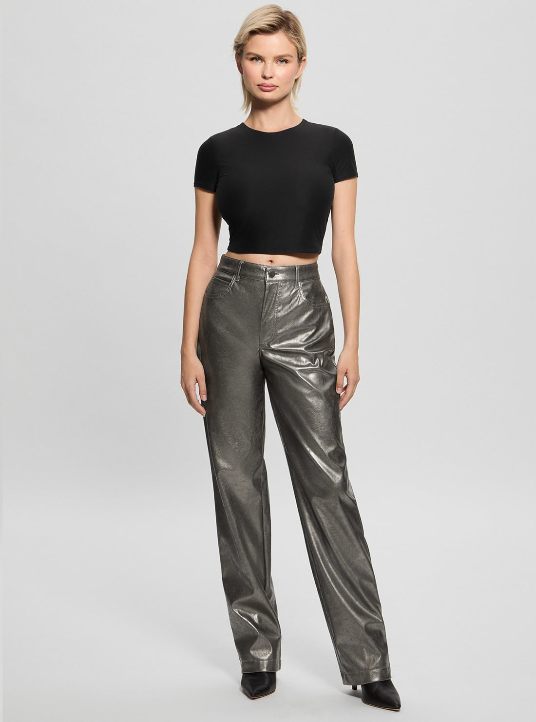 Grey Ambra Metallic Pants