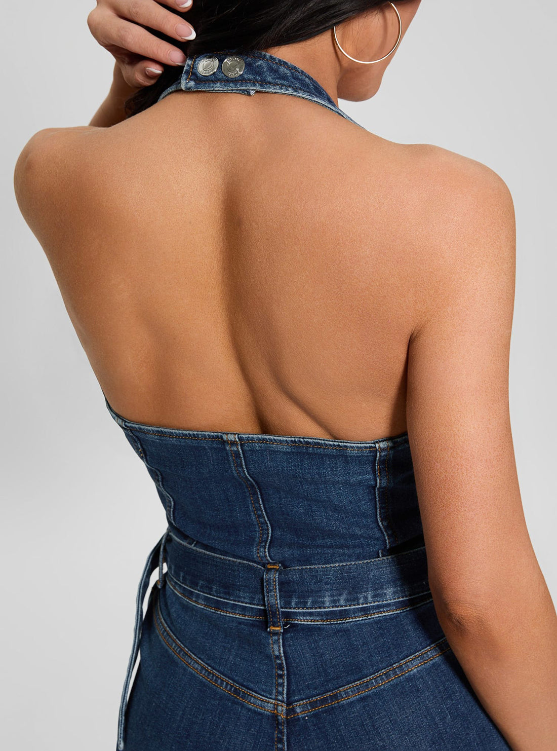 Blue Denim Claire Halter Jumpsuit