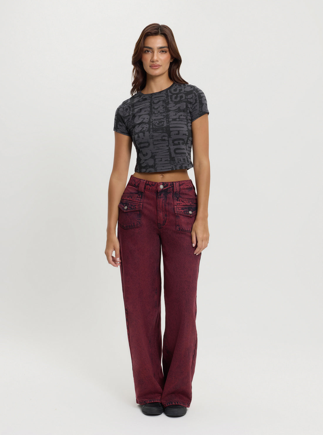 Guess Originals Red Patch Wide Leg Pants