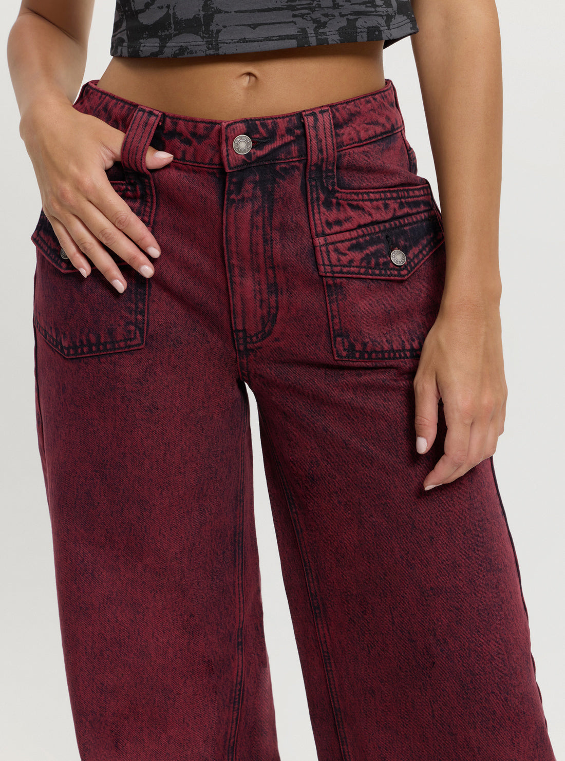 Guess Originals Red Patch Wide Leg Pants