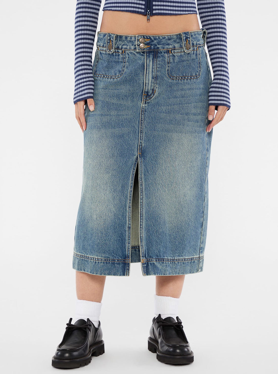 Guess Originals Blue Denim Midi Skirt