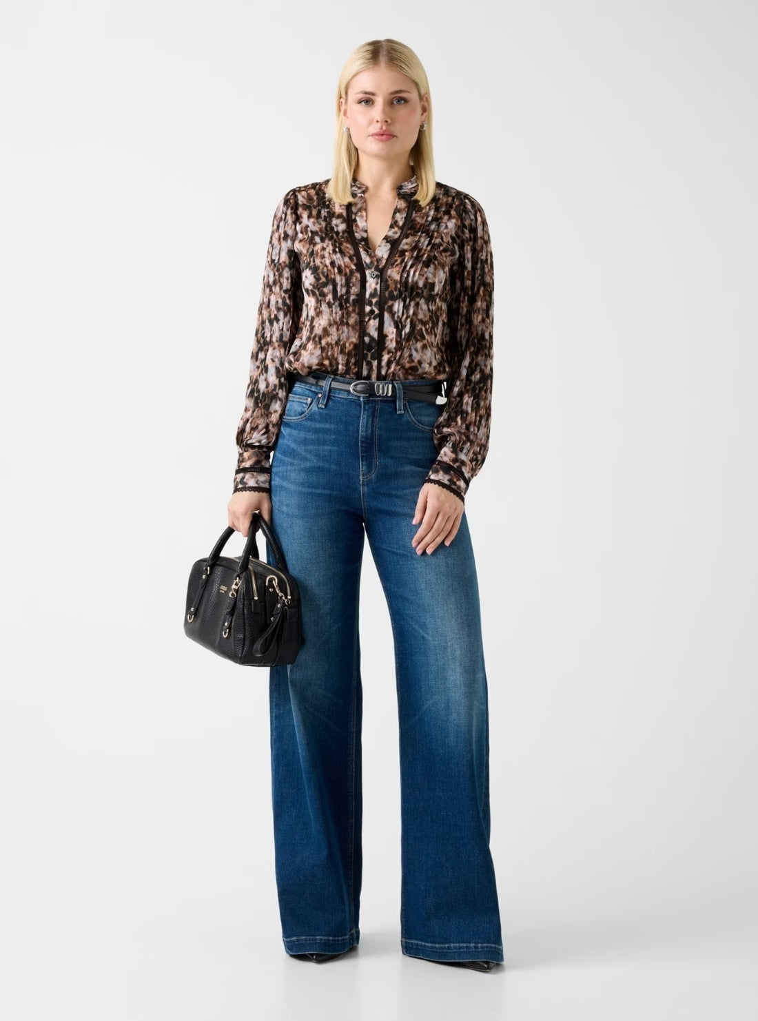 GUESS Womens Eco Bloom Print New Josette Top W5RH16WDW82 Full View