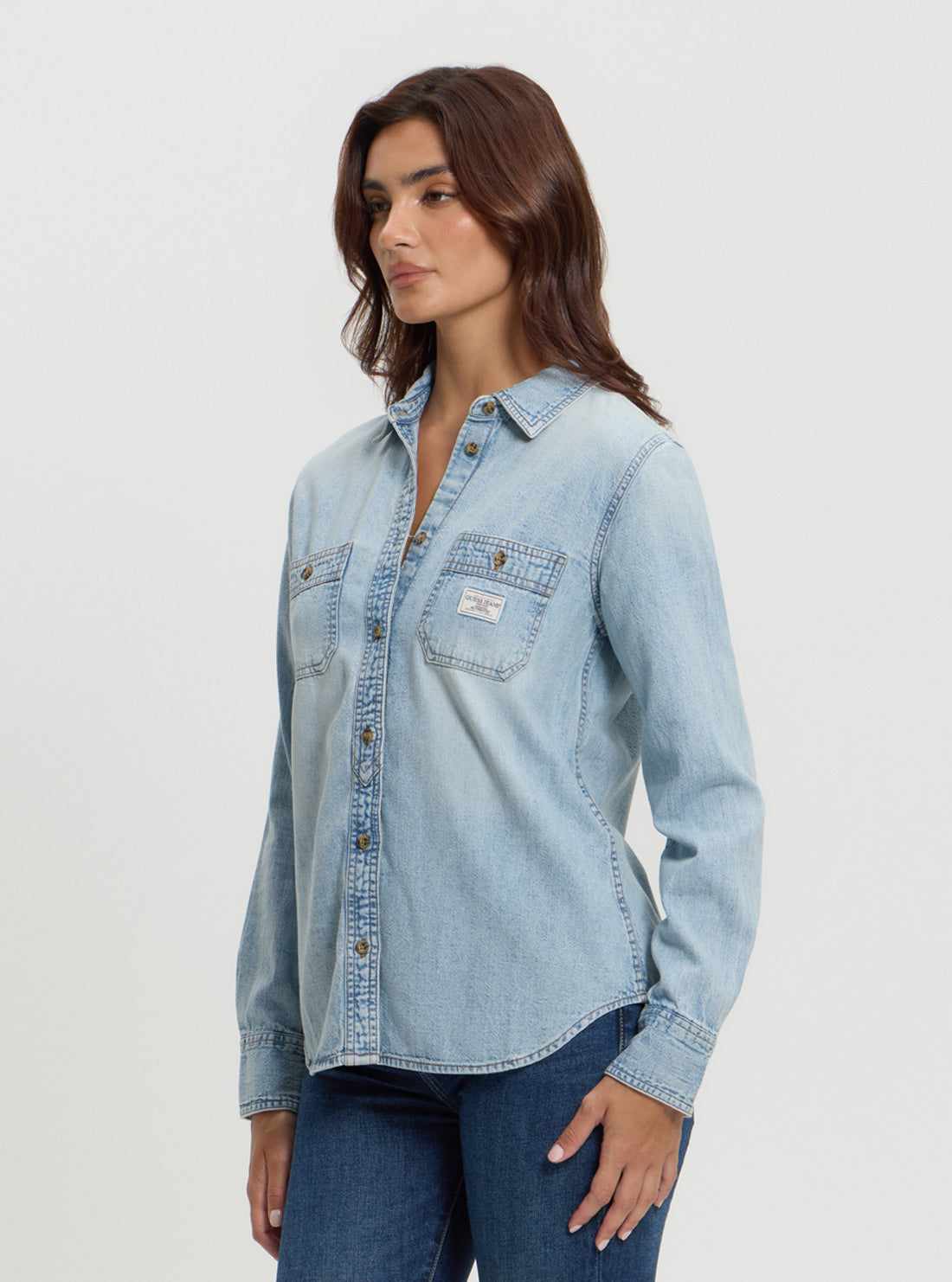 Guess Jeans Blue Regular Denim Shirt