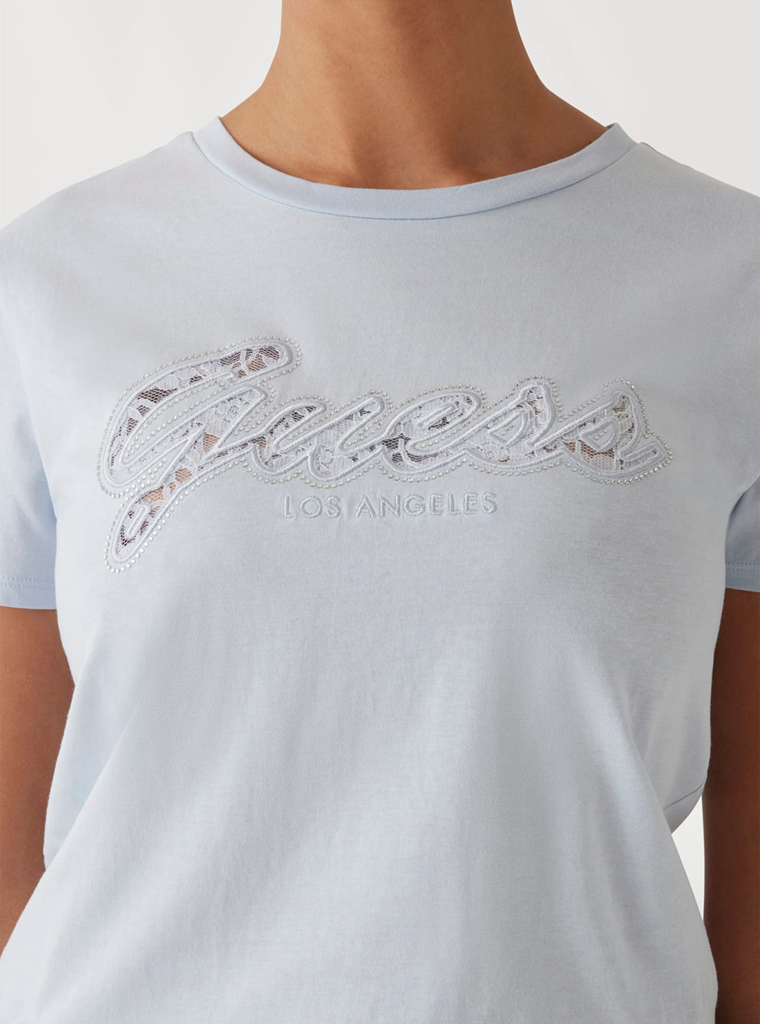 Eco Blue Script Lace Logo T-Shirt