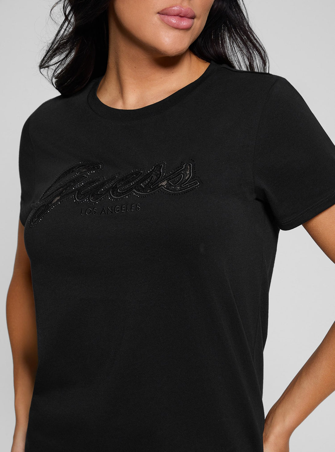 Eco Black Script Lace Logo T-Shirt