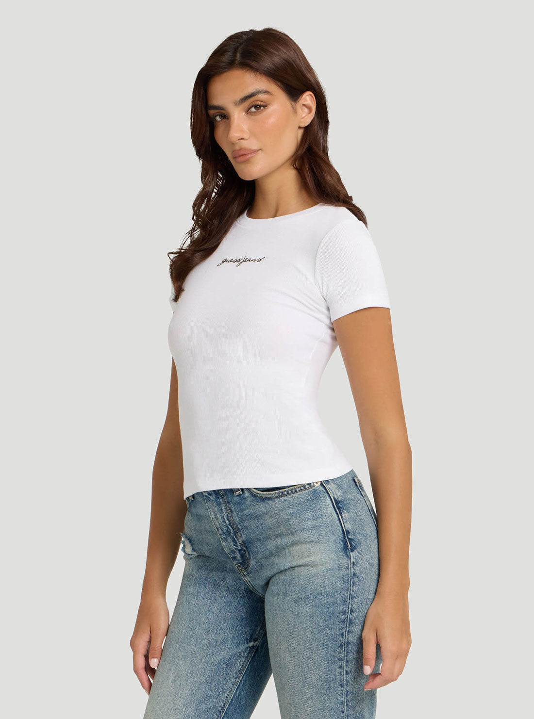Guess Jeans White Embroidered T-Shirt