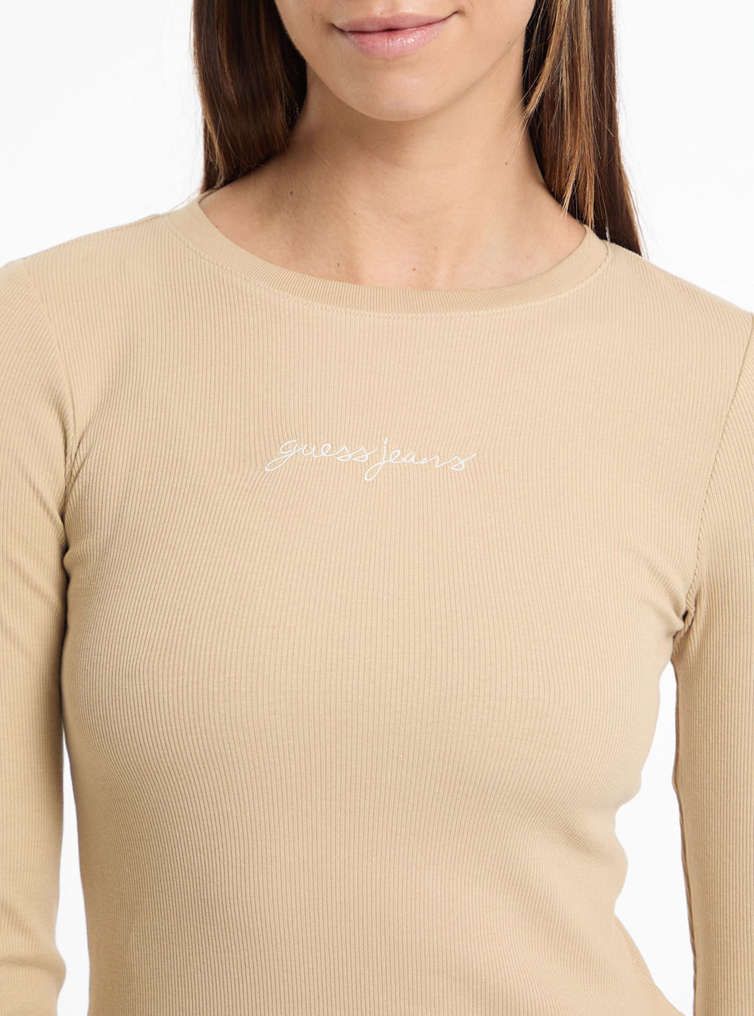 Guess Jeans Beige Slim Rib T-Shirt