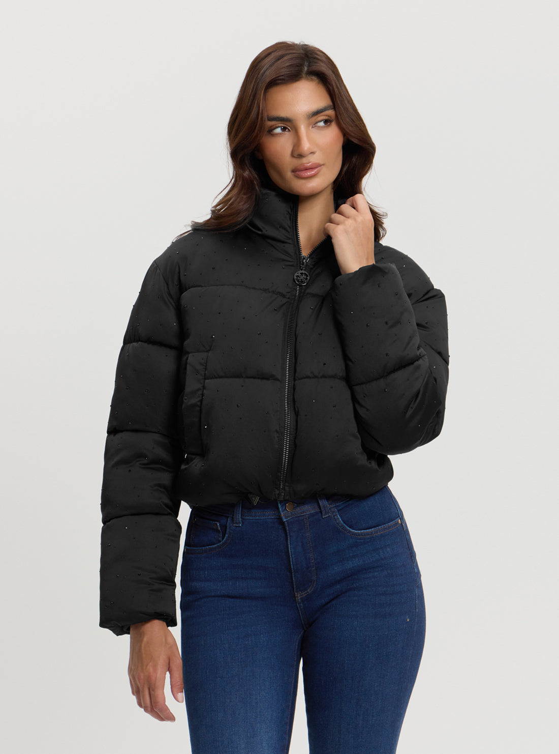 Black Antonia Strass Puffer Jacket