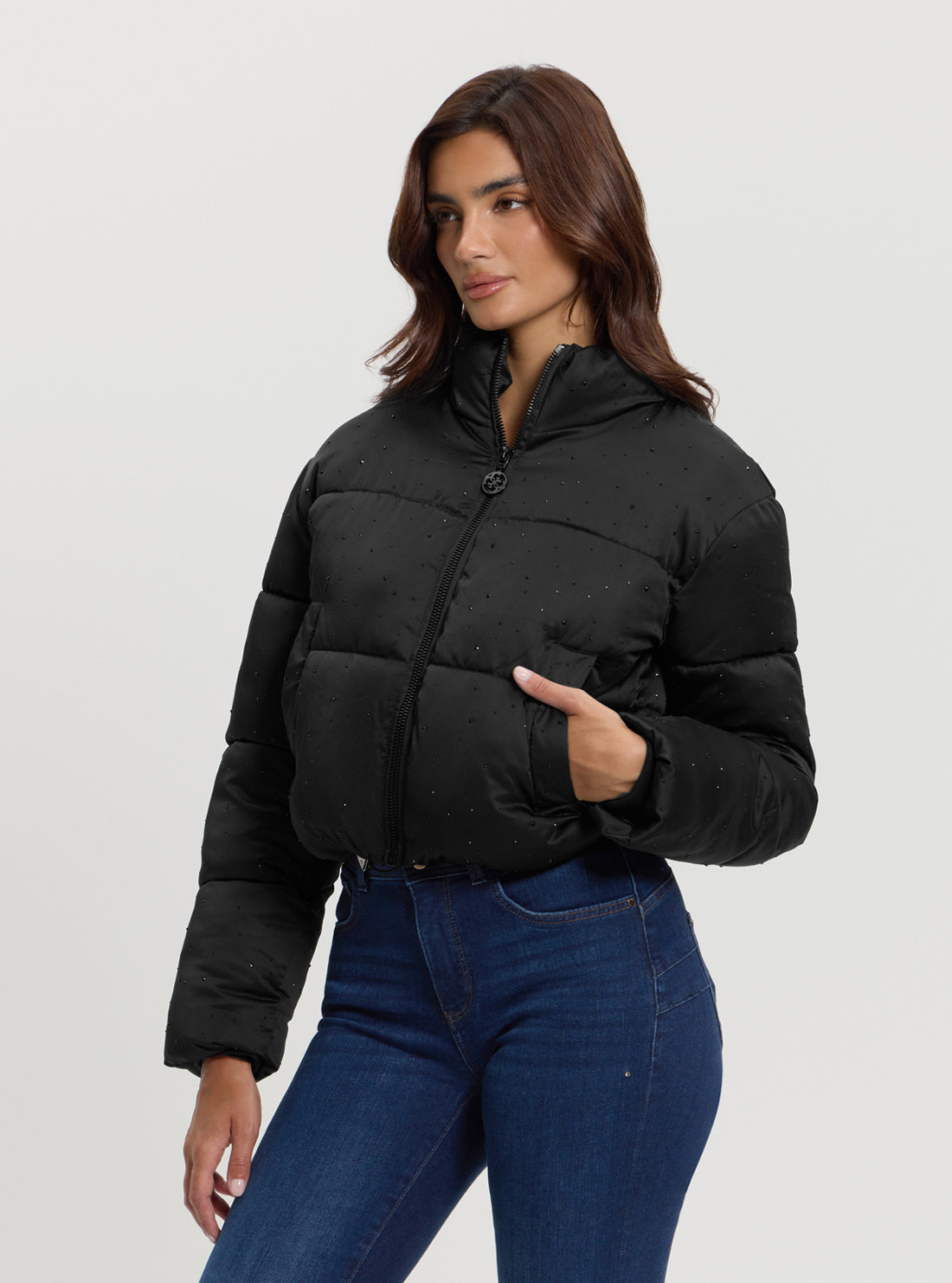 Black Antonia Strass Puffer Jacket