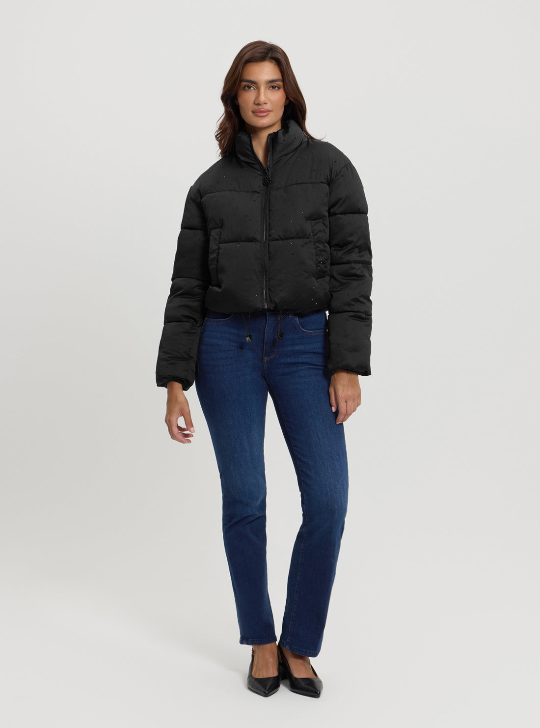 Black Antonia Strass Puffer Jacket