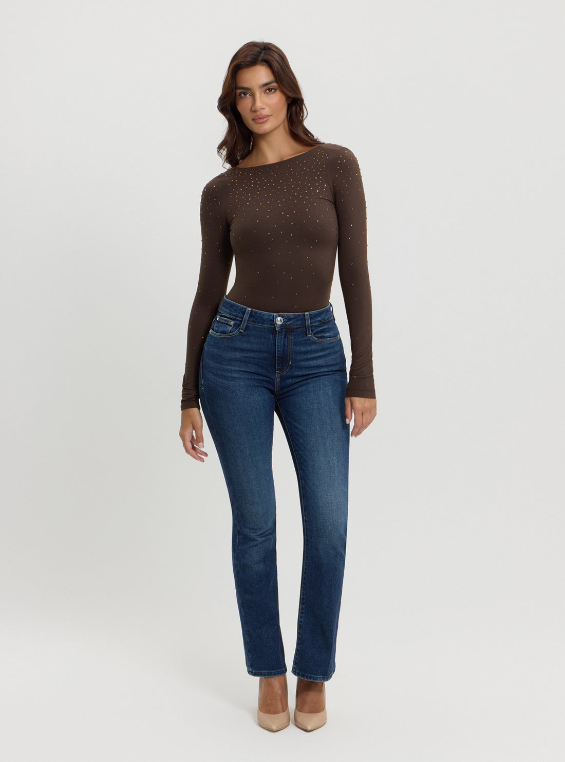 Brown Rosy Strass Bodysuit