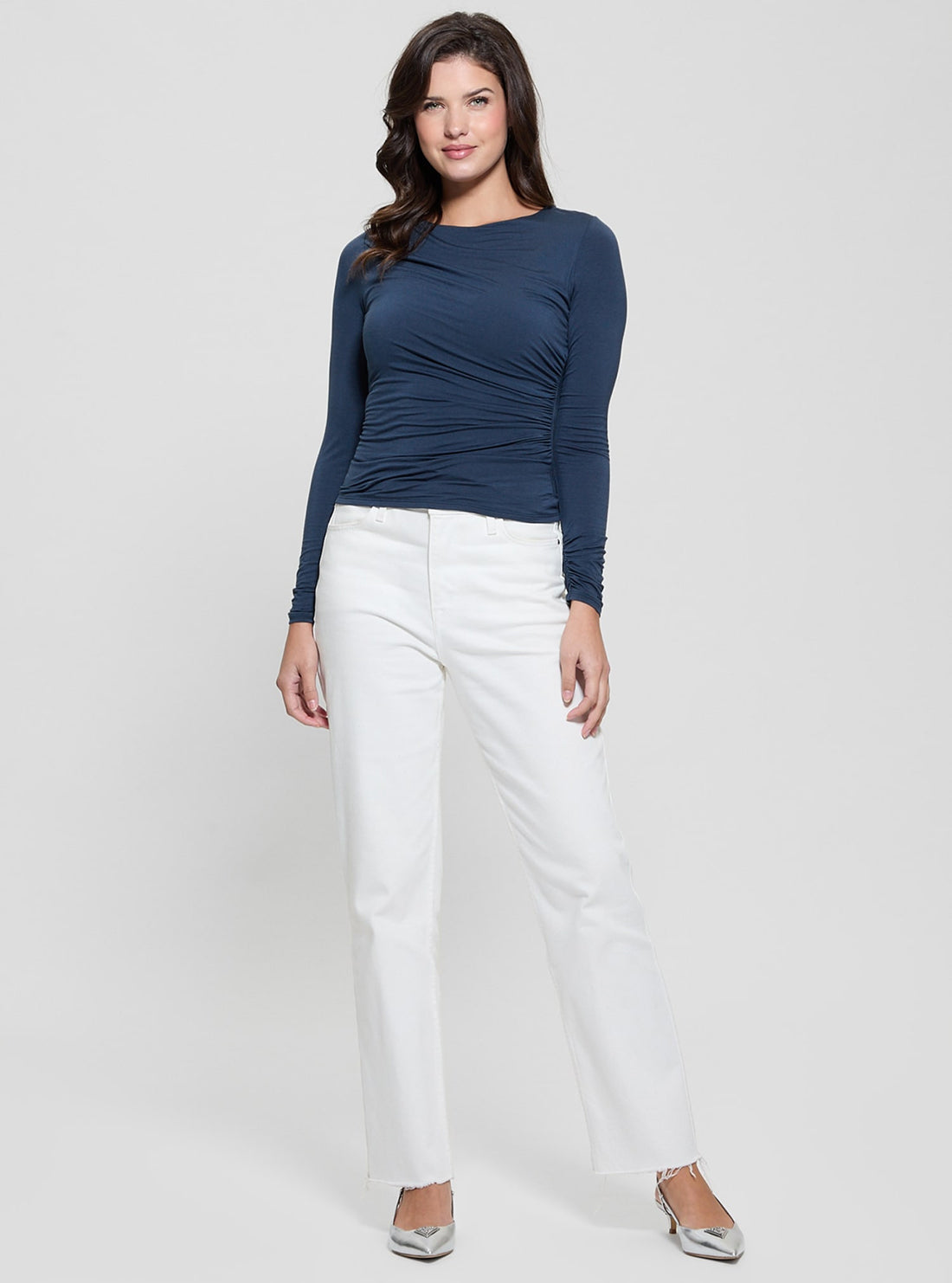 Blue Shirred Noelle Top