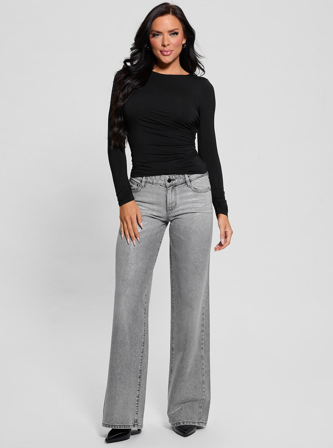 Black Shirred Noelle Top