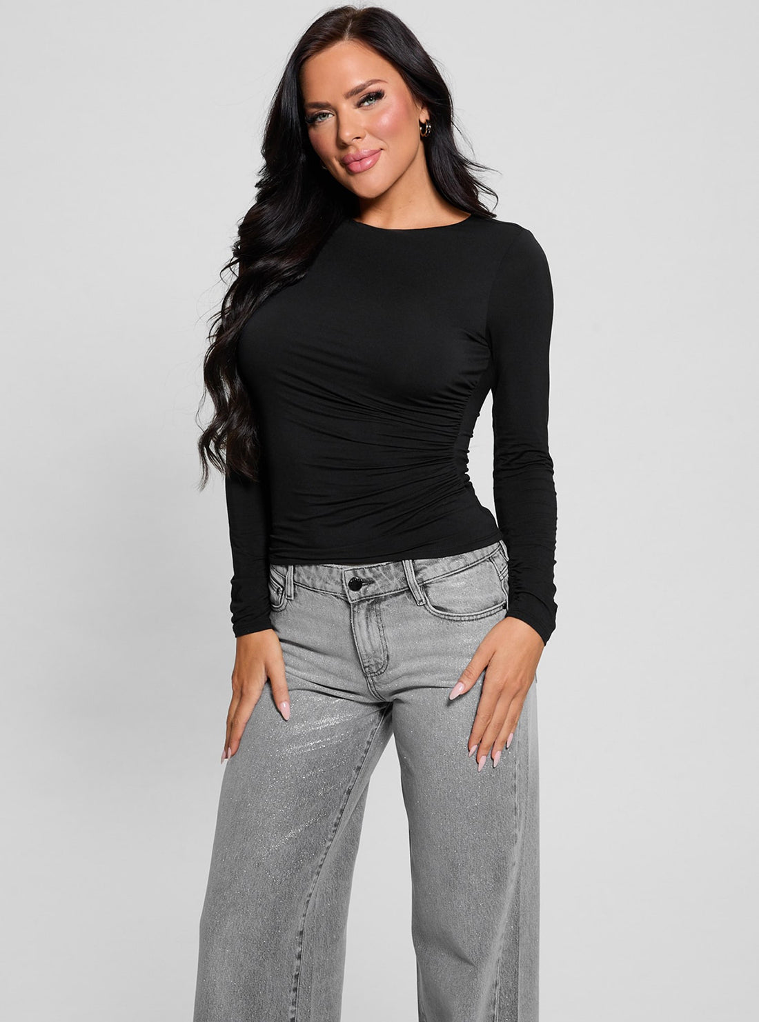Black Shirred Noelle Top