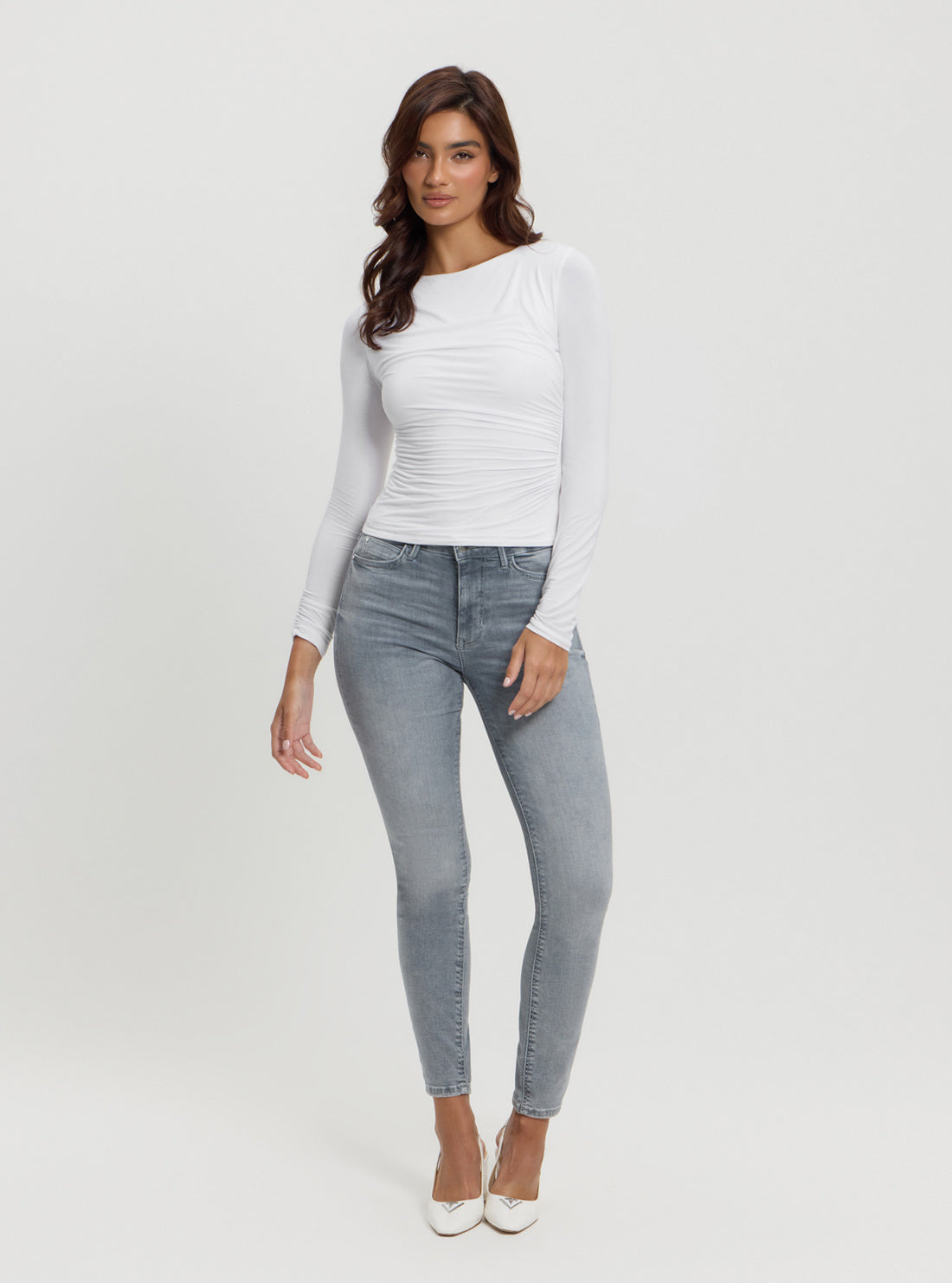 White Shirred Noelle Top