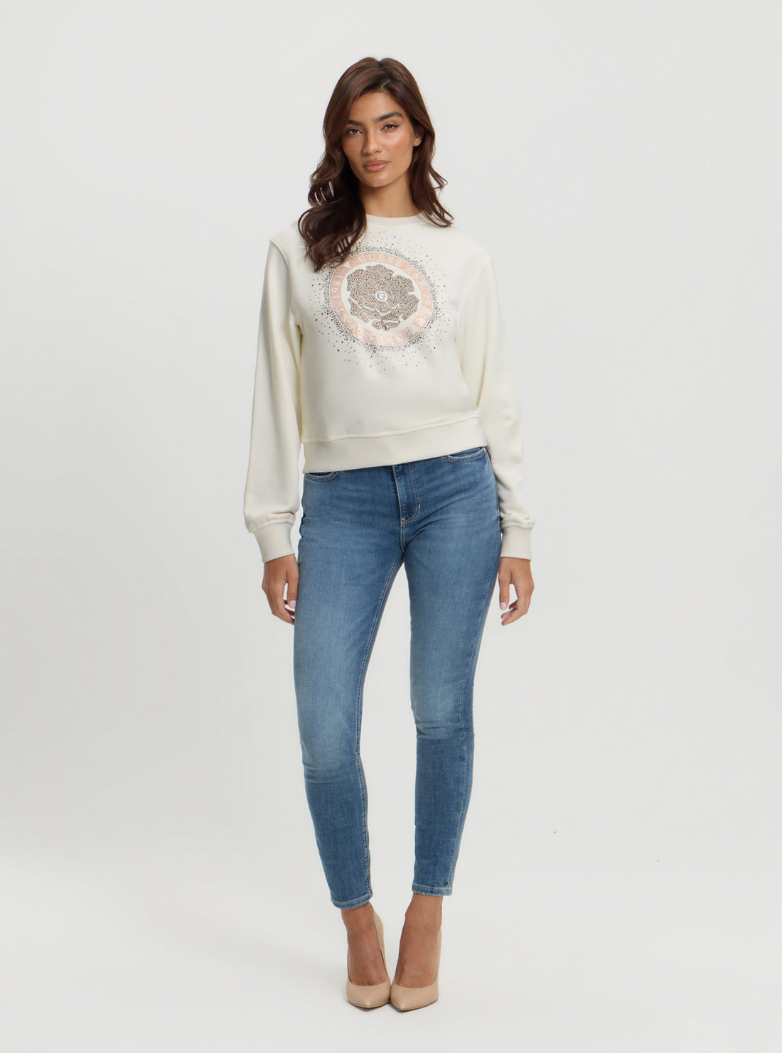 Beige Logo Peony Jumper