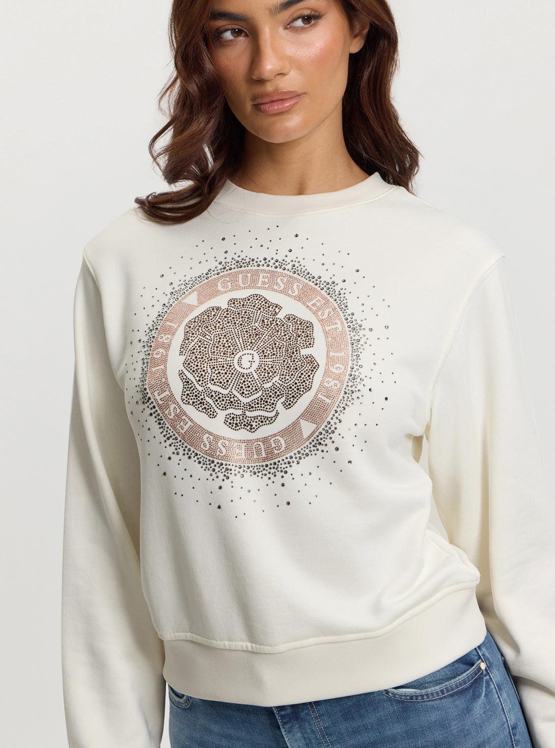 Beige Logo Peony Jumper