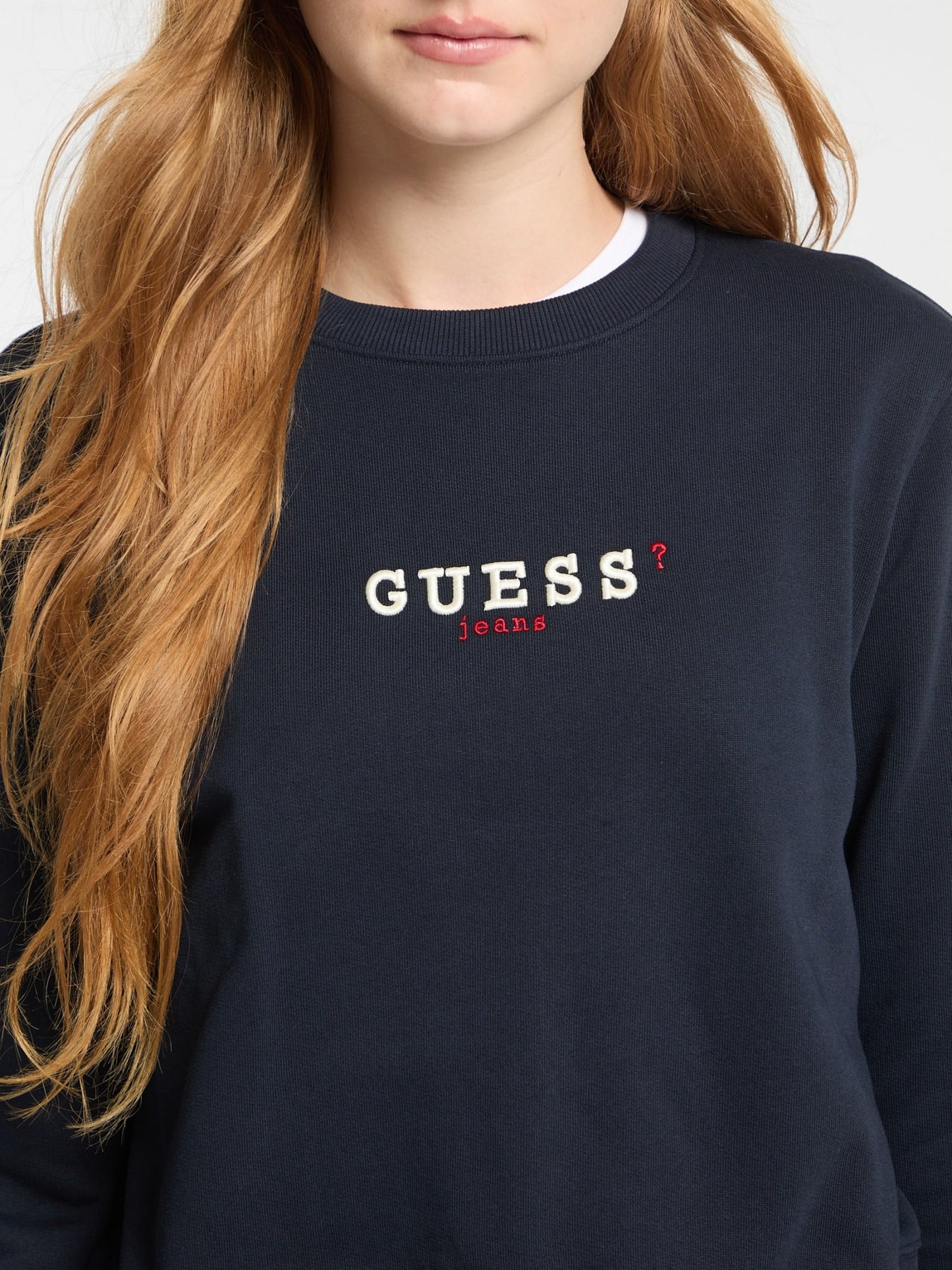 Guess Jeans Navy Crop Embroidered Jumper detail view