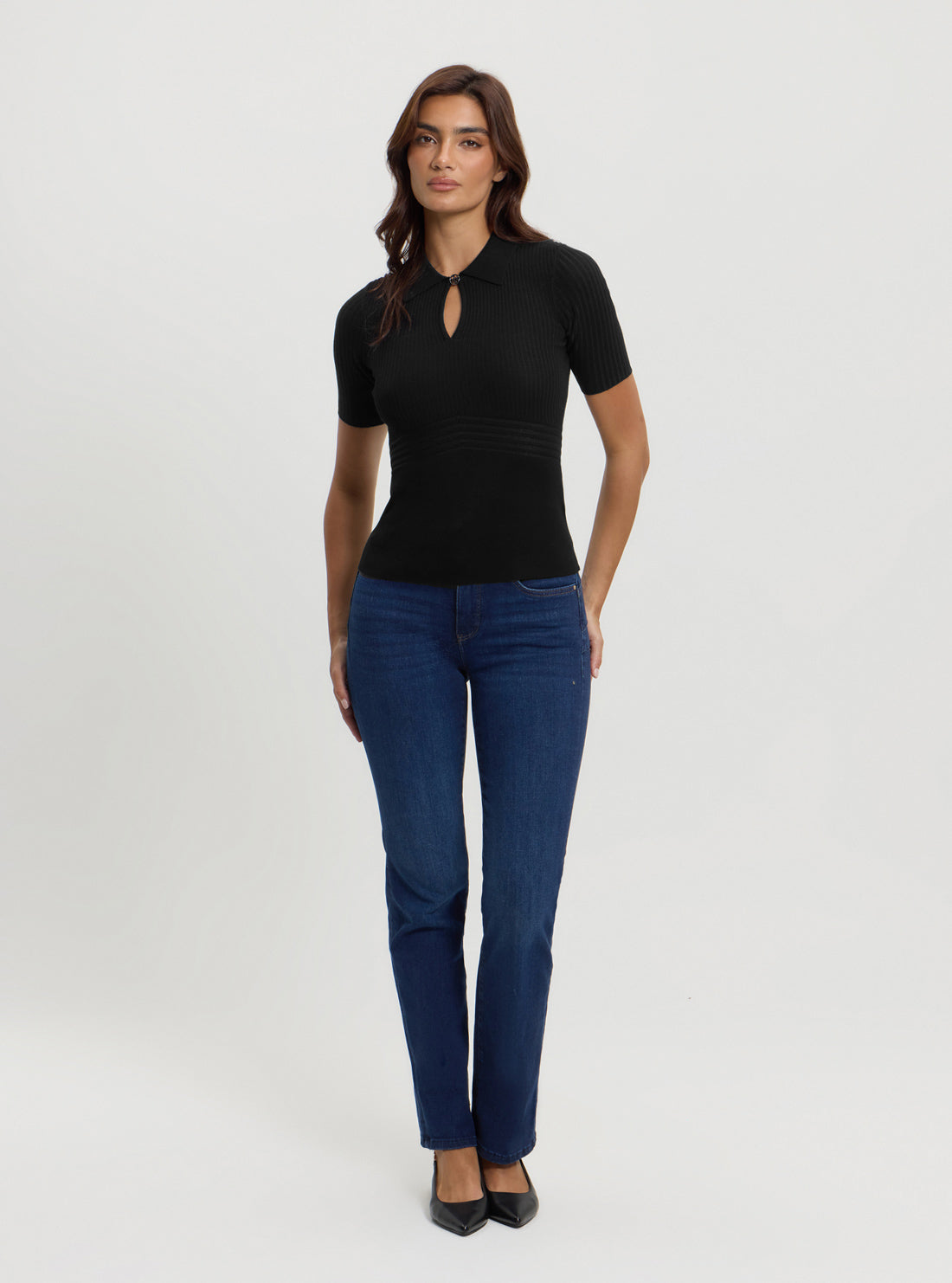 Black Floral Cut-Out Knit Top
