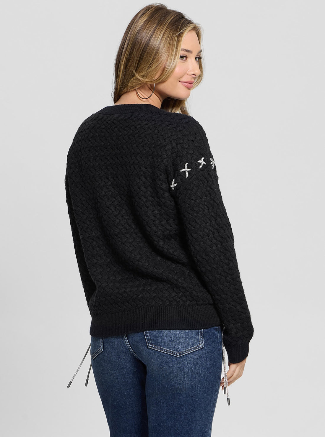 Black Elliss Chain Knit Jumper