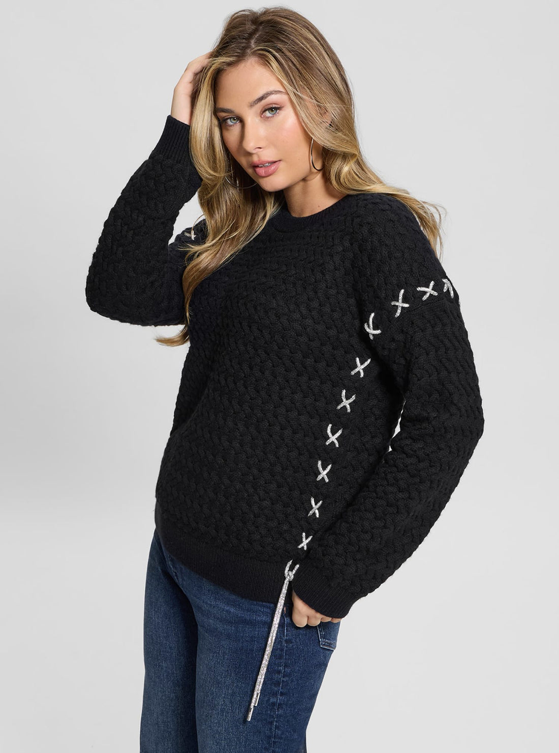 Black Elliss Chain Knit Jumper