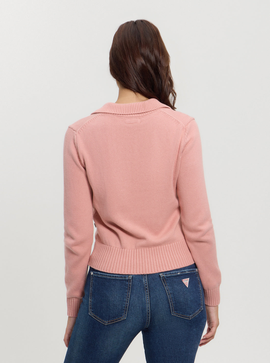 Guess Jeans Pink Polo Knit Jumper