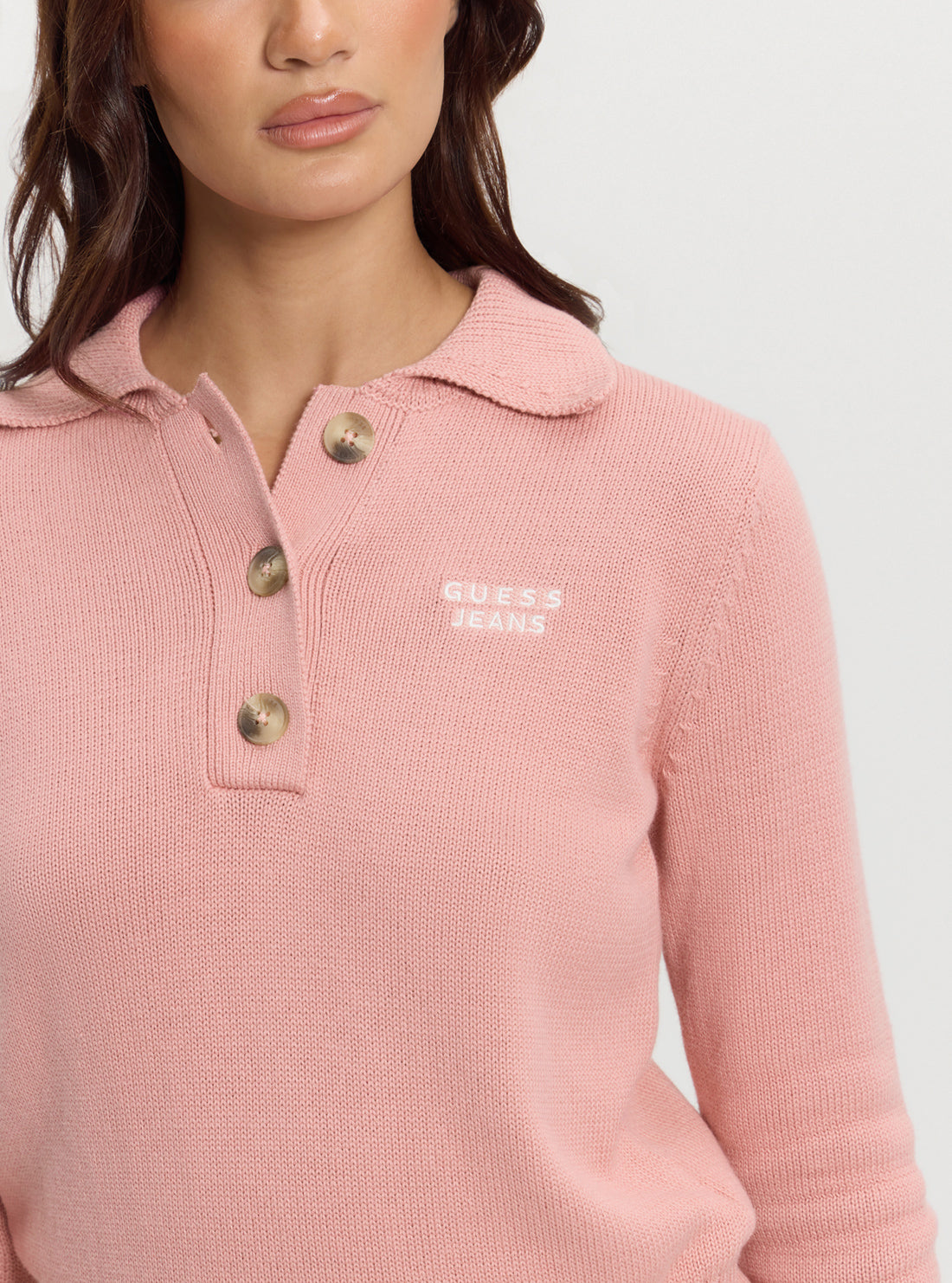 Guess Jeans Pink Polo Knit Jumper