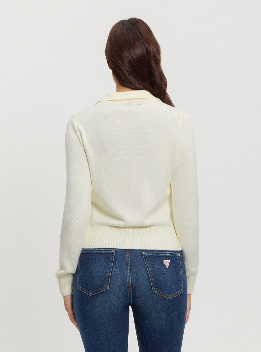 Guess Jeans White Polo Knit Jumper