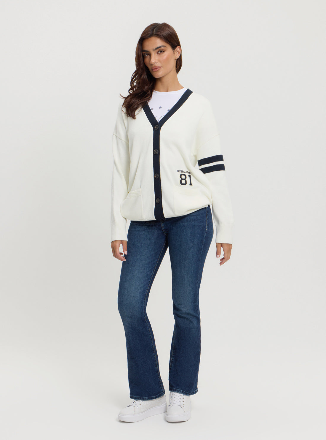 Guess Jeans White 81 Patch Cardigan