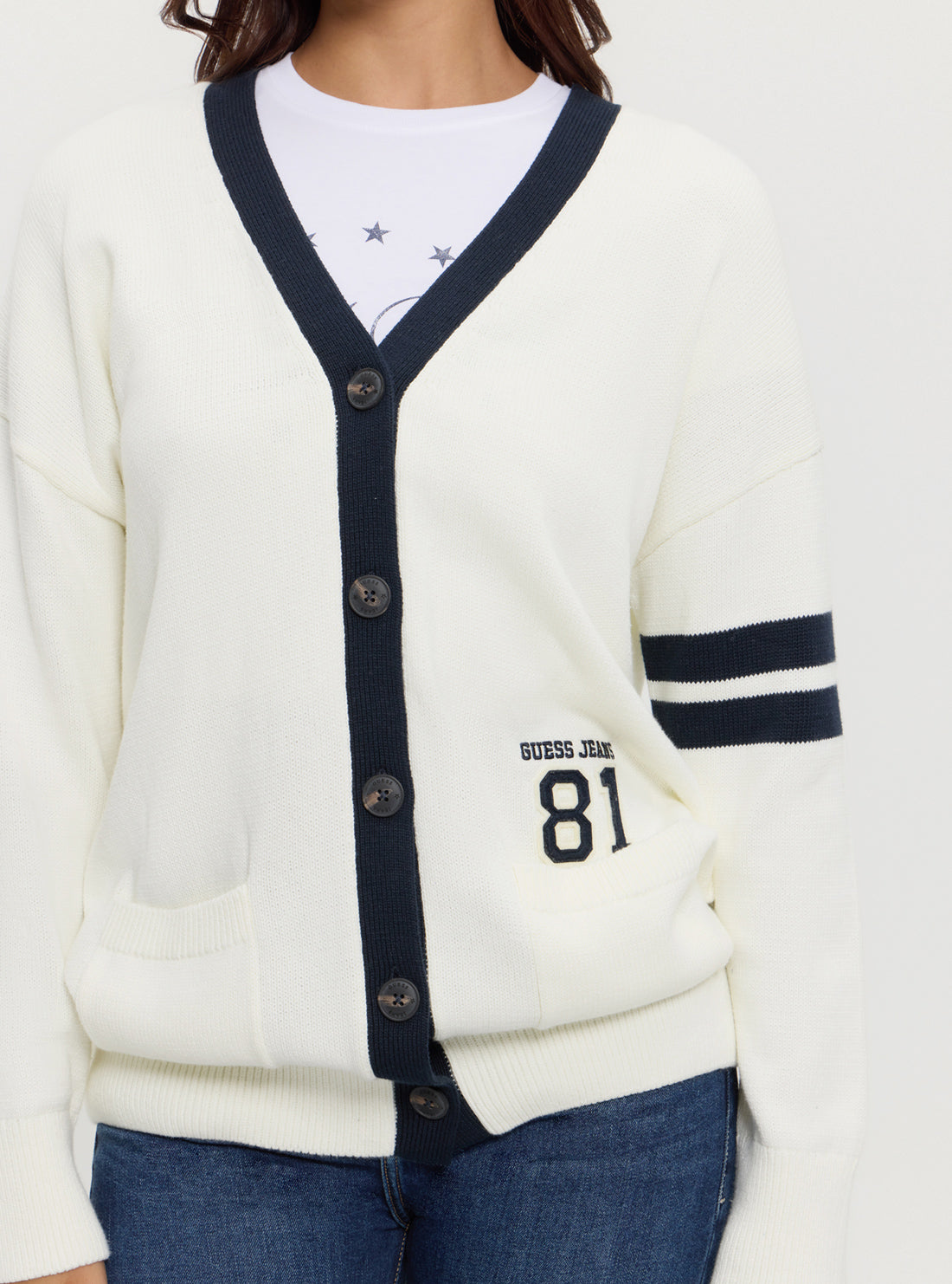 Guess Jeans White 81 Patch Cardigan