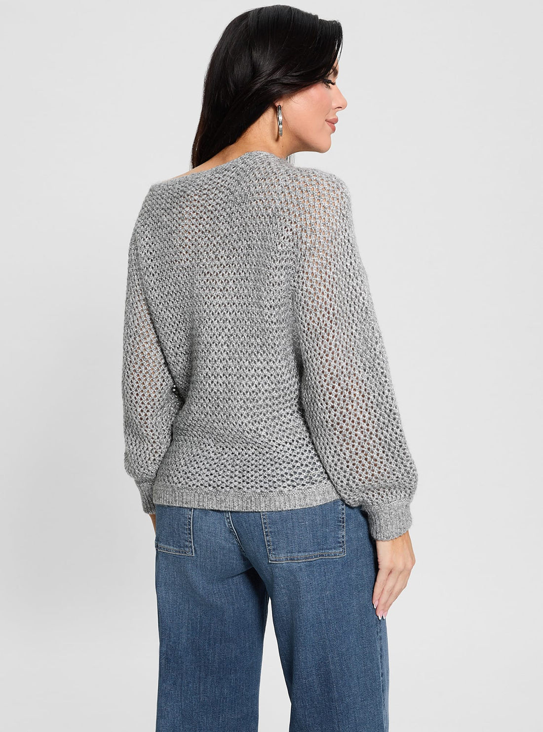 Grey Off Shoulder Knit Top