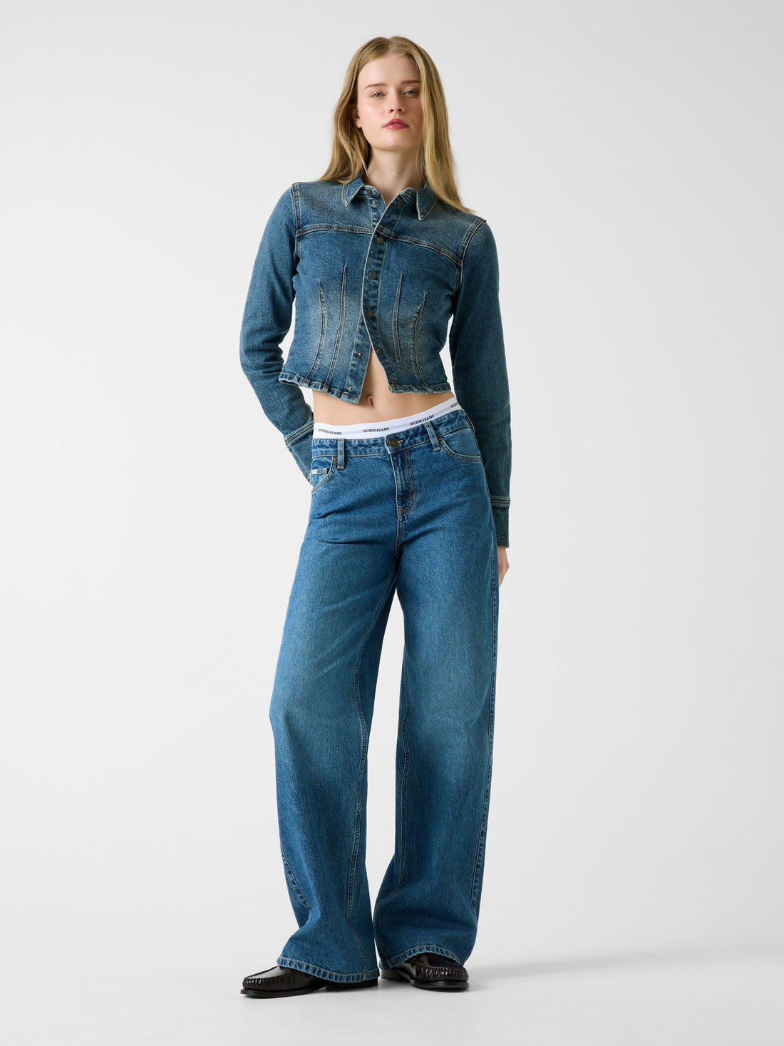 Guess Jeans G11 Wide Leg Jeans in Medium Wash W5YA0YD6333 Full View