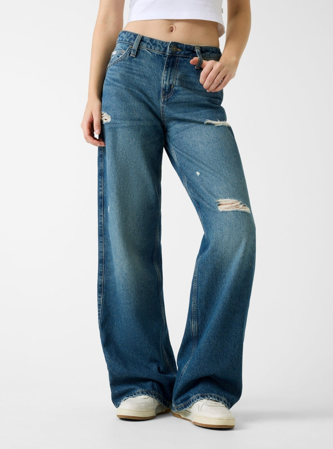 Guess Jeans G11 Wide Leg Jeans in Dark Wash W5YA0YD6362 Front View