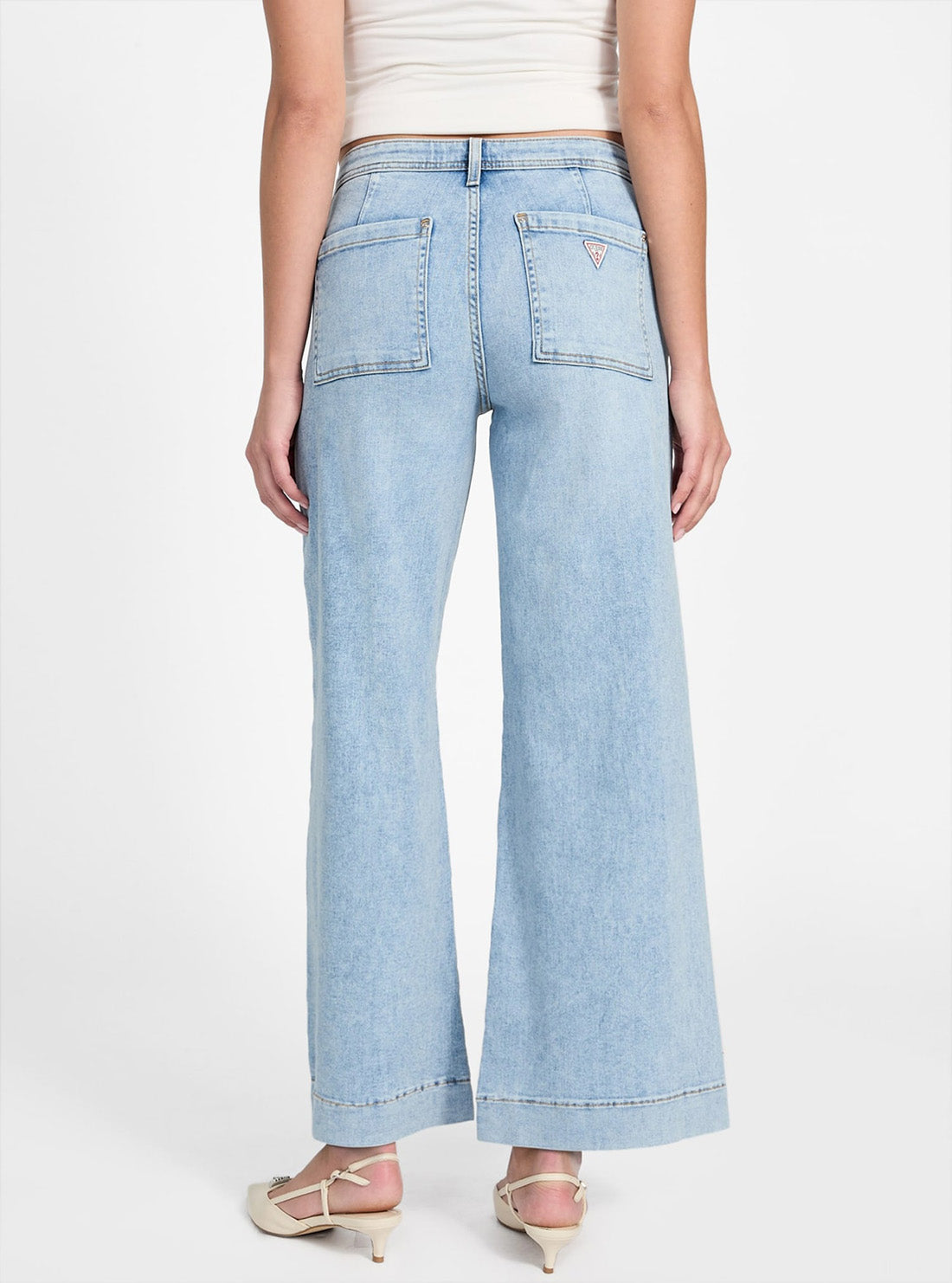 GUESS Womens Zoya Wide Leg Jeans in Light Wash W5YA1LD5QQ0 Back View