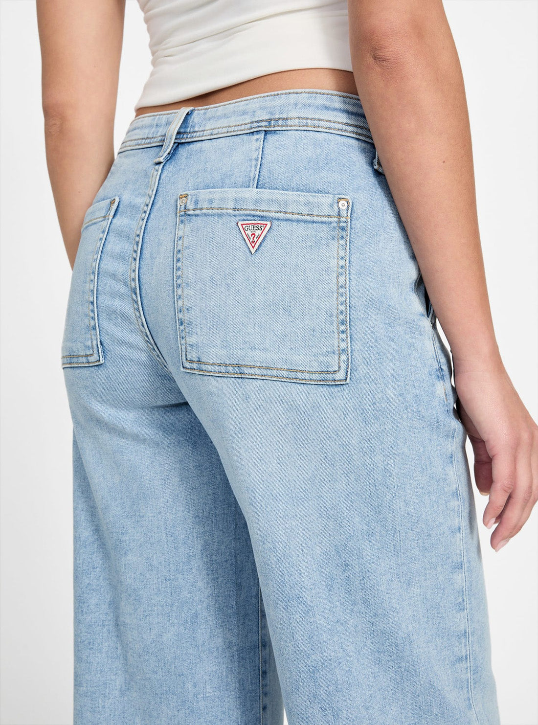 GUESS Womens Zoya Wide Leg Jeans in Light Wash W5YA1LD5QQ0 Back Detail View