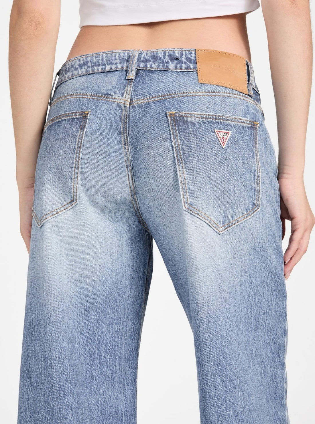 GUESS Womens Eco Low Rise Baggy Jeans in Light Wash W5YA2KD0211 Back Detail View