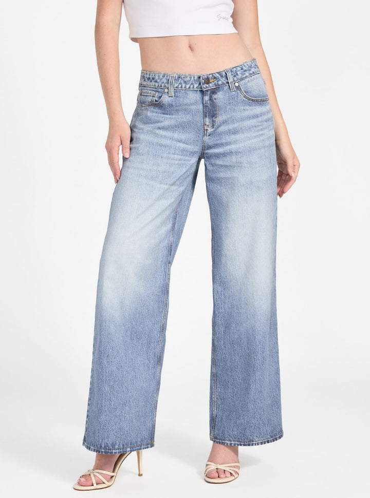 GUESS Womens Eco Low Rise Baggy Jeans in Light Wash W5YA2KD0211 Front View