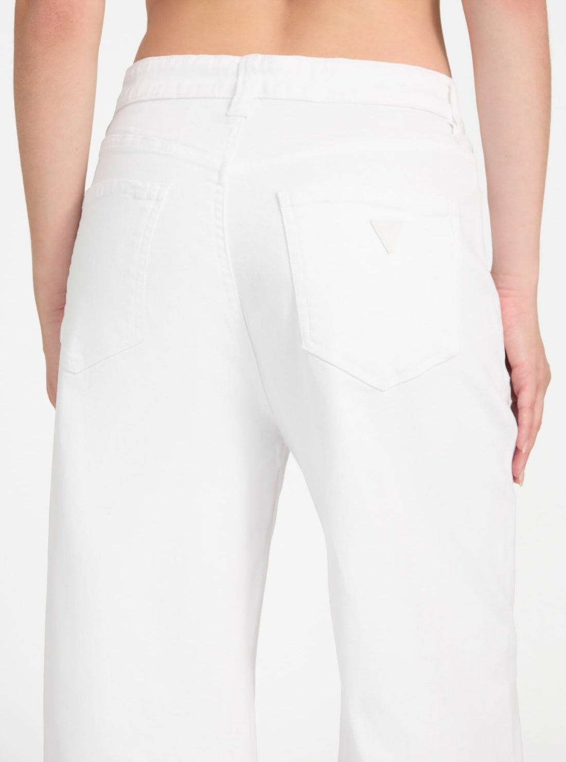 GUESS Womens White High-Rise Mardi Wide Leg Jeans W5YA2SD6210 Back Detail View