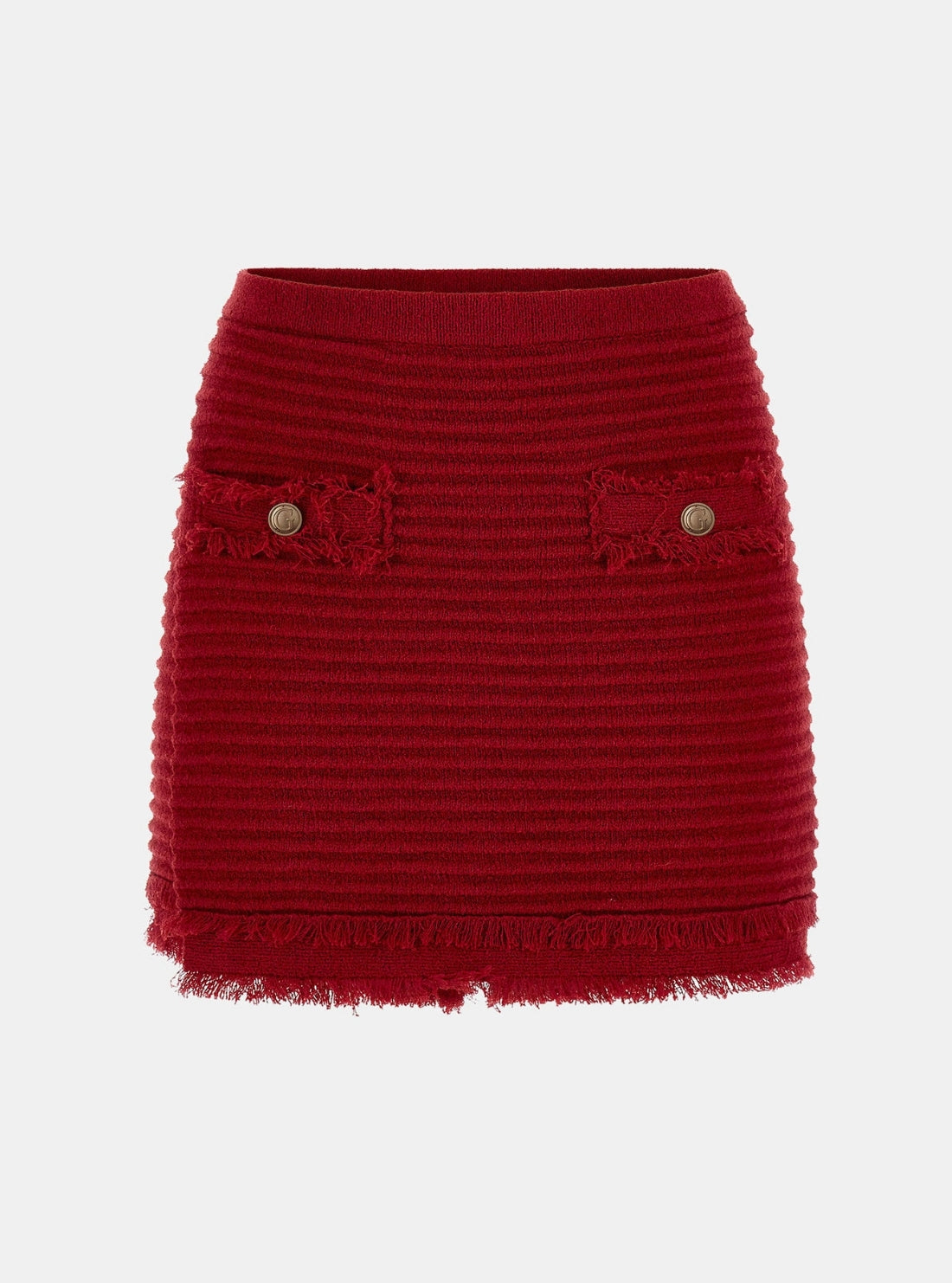 GUESS Womens Red Malina Ottoman Bouclé Skort W5YD1RZ0201 Flatlay