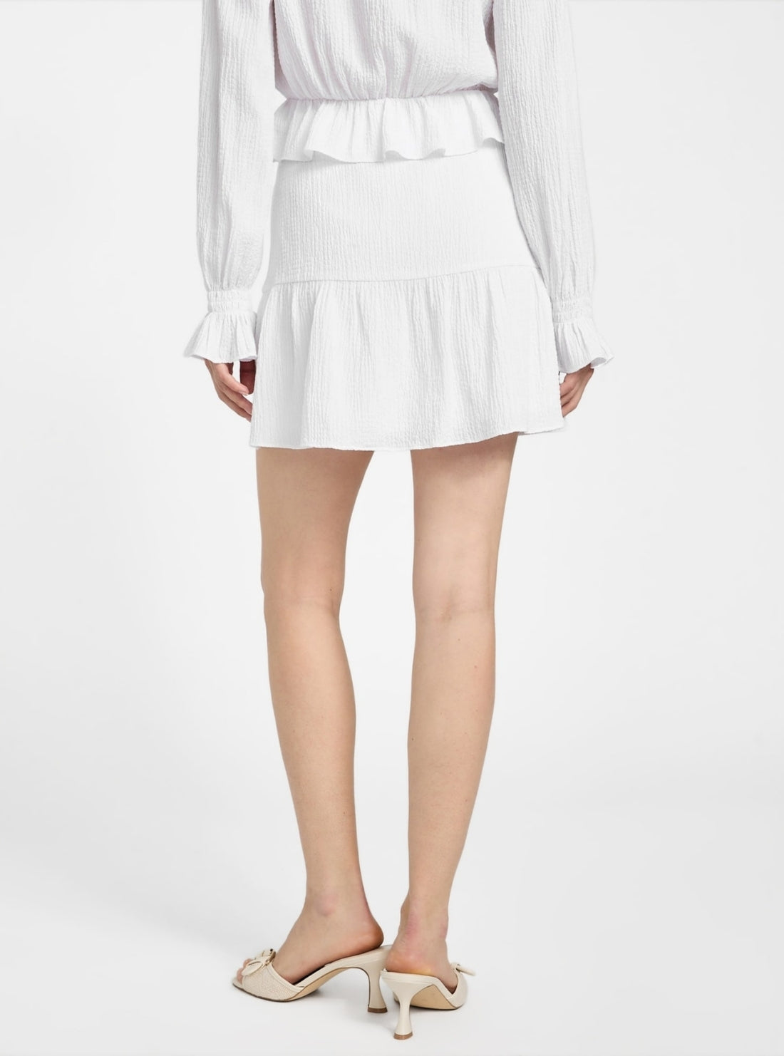 GUESS Womens White Shaelo Gauze Mini Skirt W5YD84WHEK0 Back View