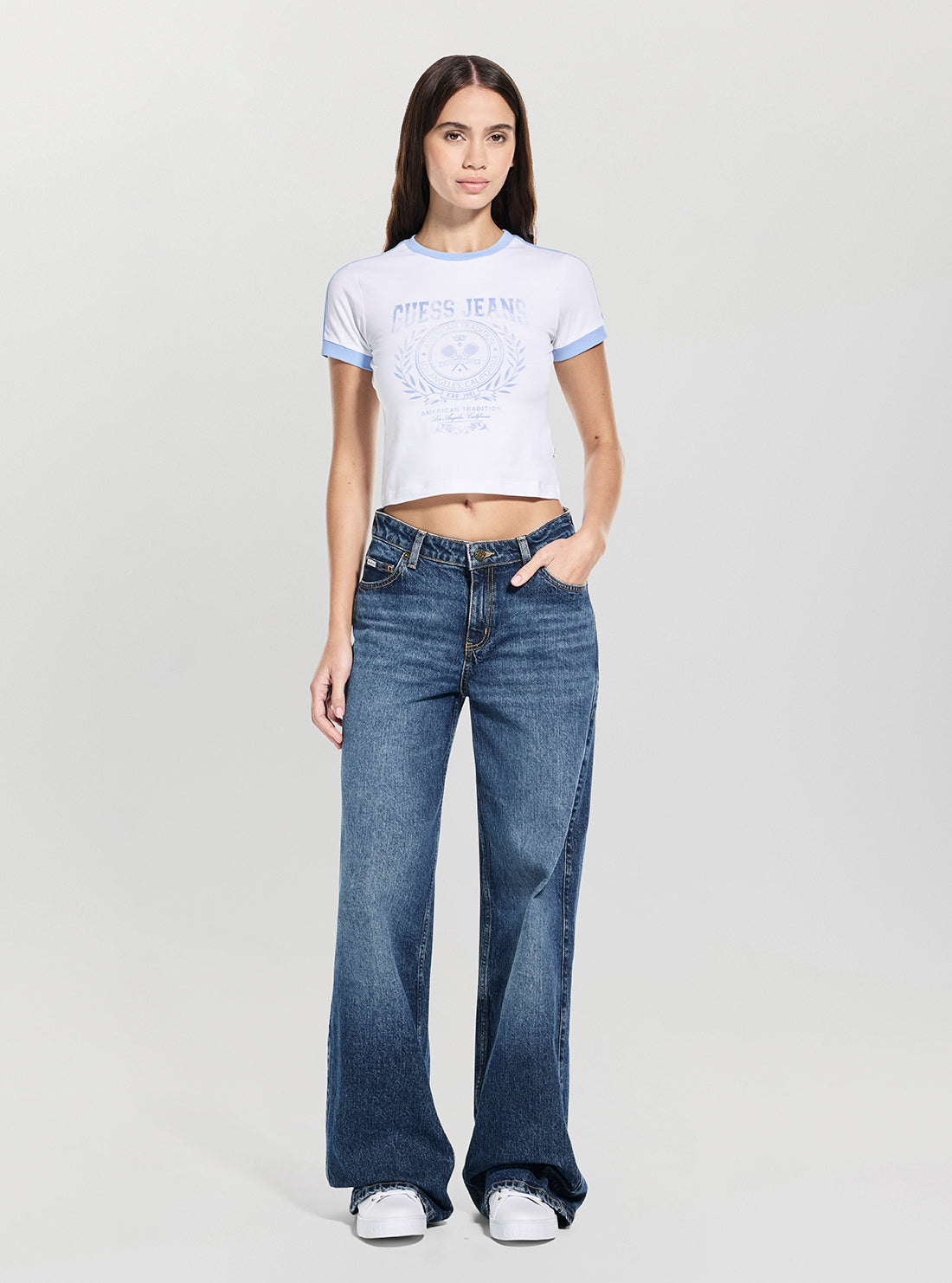 Guess Jeans White Baby Racket T-Shirt W5YI03J1314 Full View
